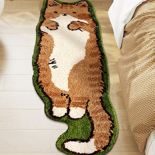Cartoon Cat Bedroom Bedside Long Decorative Cashmere Rug